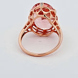 10.23CT. Morganite and Diamond Ring in 14k Rose Gold, Size 9