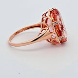 10.23CT. Morganite and Diamond Ring in 14k Rose Gold, Size 9