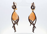 Sterling Silver Gold Vermeil Cubic Zirconia And Agate Statement Earrings