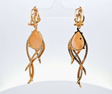 Sterling Silver Gold Vermeil Cubic Zirconia And Agate Statement Earrings
