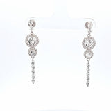 Sterling Silver Cubic Zirconia Double Halo Drop Earrings