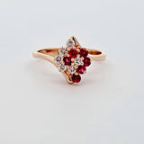 0.30 CTW Ruby and Diamond Cluster Ring in 14k Yellow Gold, Size 6.75