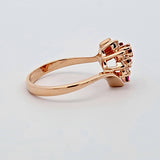 0.30 CTW Ruby and Diamond Cluster Ring in 14k Yellow Gold, Size 6.75