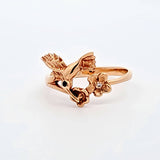 Sapphire and Diamond Hummingbird Ring in 14k Yellow Gold, Size 6.75