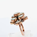 Mid Century Genuine Opal Cluster Statement Ring in 14k Yellow Gold