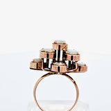 Mid Century Genuine Opal Cluster Statement Ring in 14k Yellow Gold