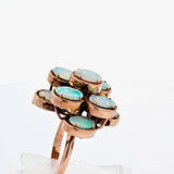 Mid Century Genuine Opal Cluster Statement Ring in 14k Yellow Gold