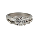 1.24 CTW Round Brilliant Cut Diamond Engagement Ring Set - Platinum - Size 6.5