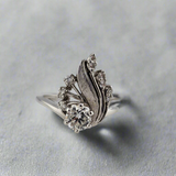 0.74 CTW Diamond Engagement Ring 18k White Gold - Size 6.25
