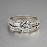 1.24 CTW Round Brilliant Cut Diamond Engagement Ring Set - Platinum - Size 6.5