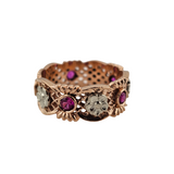 0.55 CTW Pink Sapphire Floral Band 14k Rose Gold - Size 8