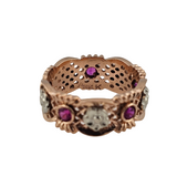 0.55 CTW Pink Sapphire Floral Band 14k Rose Gold - Size 8