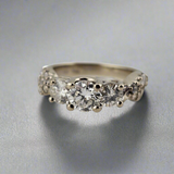 1.36 CTW 3 Stone Diamond Engagement Ring 14k White Gold