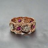 0.55 CTW Pink Sapphire Floral Band 14k Rose Gold - Size 8