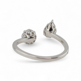 0.56 CTW Diamond Cluster Toi et Moi Ring 14k White Gold - Size 6.5