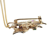 Multi-Gemstone Butterfly Pendant Necklace 14k Yellow Gold