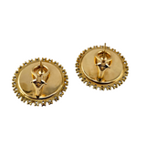 1.00 CTW Diamond and Onyx Statue of Liberty Coin Earrings 14k & 24K Yellow Gold