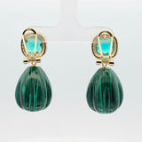 Sterling Silver Gold Vermeil Cubic Zirconia and Malachite Earrings