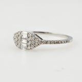 0.36 CTW Baguette & Round Diamond Ring 18k White Gold - Size 6.75
