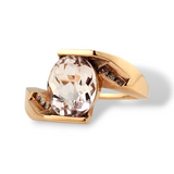 2.39Ct Morganite and Diamond Ring 14k Rose Gold - Size 6.25