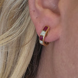 Ruby and Diamond Hoop Earrings 18k Yellow Gold