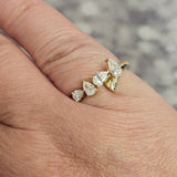 0.71 CTW Pear Cut Diamond Cluster Ring 14k Yellow Gold Size 6.75