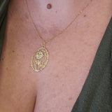 Floral Mom Charm Pendant Necklace 14k Yellow Gold