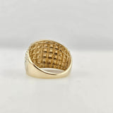 Two Tone Quilted Cigar Band Ring 10k Yellow and White Gold - Size 7.5
