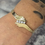 0.52 CTW Diamond Bangle Bracelet 14k & 10k White and Yellow Gold