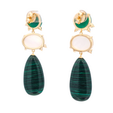 Sterling Silver Gold Vermeil Malachite, Green Onyx, Mother Pearl Doublet Necklace