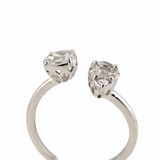 0.56 CTW Diamond Cluster Toi et Moi Ring 14k White Gold - Size 6.5