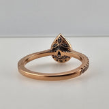 0.72ct Pear Cut Black Diamond Halo Engagement Ring 14k Rose Gold - Size 6.75