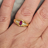 Ruby and Diamond Ring 14k Yellow Gold - Size 8.75