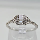 0.36 CTW Baguette & Round Diamond Ring 18k White Gold - Size 6.75