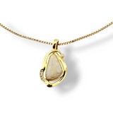 Opal and Diamond Pendant Necklace 14k & 18k Yellow Gold