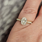 1.25 CTW Oval Brilliant Cut Diamond Engagement Ring 14k Yellow Gold Platinum - Size 6.75