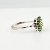 Peridot and Tsavorite Ring 14k White Gold - Size 7.75