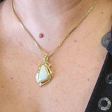 Opal and Diamond Pendant Necklace 14k & 18k Yellow Gold