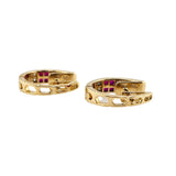 Ruby and Diamond Hoop Earrings 18k Yellow Gold