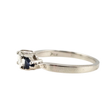 0.38CT. Diamond and Sapphire Ring 14k White Gold - Size 6.5