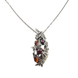 Sterling Silver Amber Beehive Necklace