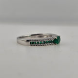 0.54 CTW Emerald and Diamond Ring 18k White Gold - Size 6.25