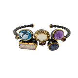 Sterling Silver Gemstone Cuff Bracelet
