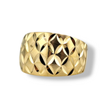 Diamond Cut Cigar Band 14k Yellow Gold - Size 9.75