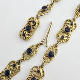 Gold Plated Silver Synthetic Sapphire and Natural Pearl Necklace