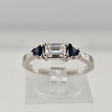 0.38CT. Diamond and Sapphire Ring 14k White Gold - Size 6.5