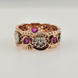 0.55 CTW Pink Sapphire Floral Band 14k Rose Gold - Size 8