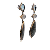 Sterling Silver Rutilated Quartz, Moonstone, and Blue Topaz Earrings