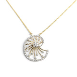 0.35 CTW Diamond Nautilus Starburst Necklace 14k Yellow Gold