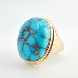 Southwestern Turquoise Ring 10k Yellow Gold - Size 11.25